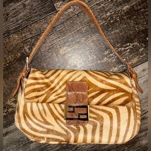 Park Ave INT. New York Tan and Brown Zebra Shoulder Bag